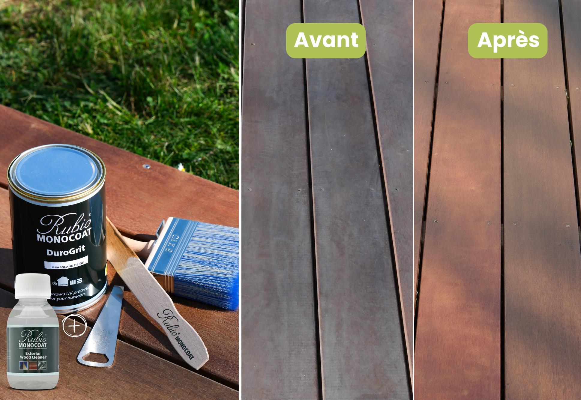 Terrasse en bois grise ou encrassée